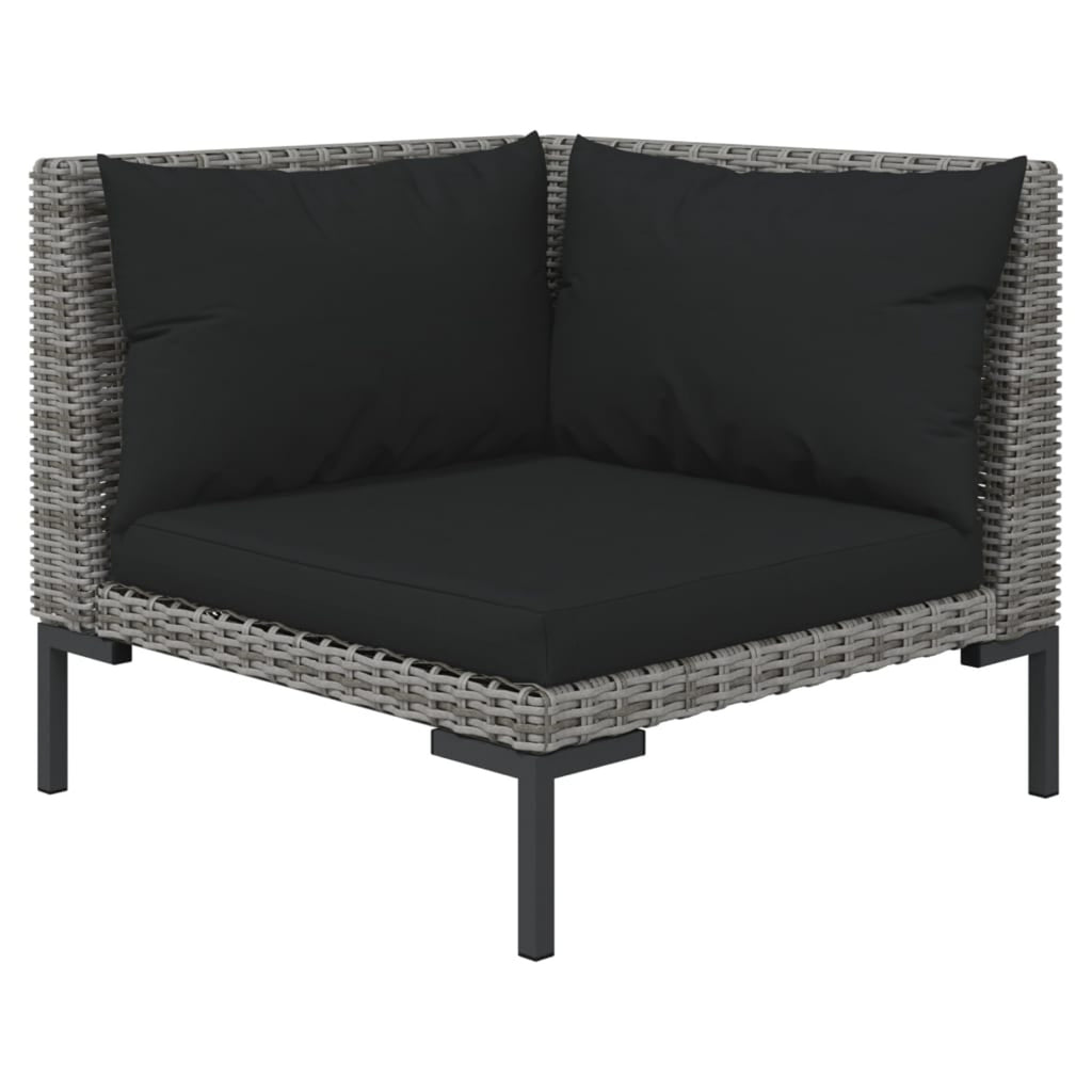 4 Piece Poly Rattan Outdoor Sectional Sofa Set with Cushions Steel Frame Y225043