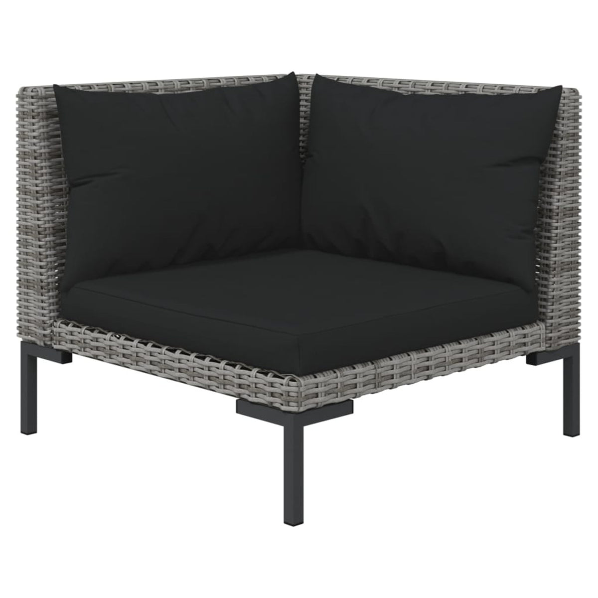 4 Piece Poly Rattan Outdoor Sectional Sofa Set with Cushions Steel Frame Y225043