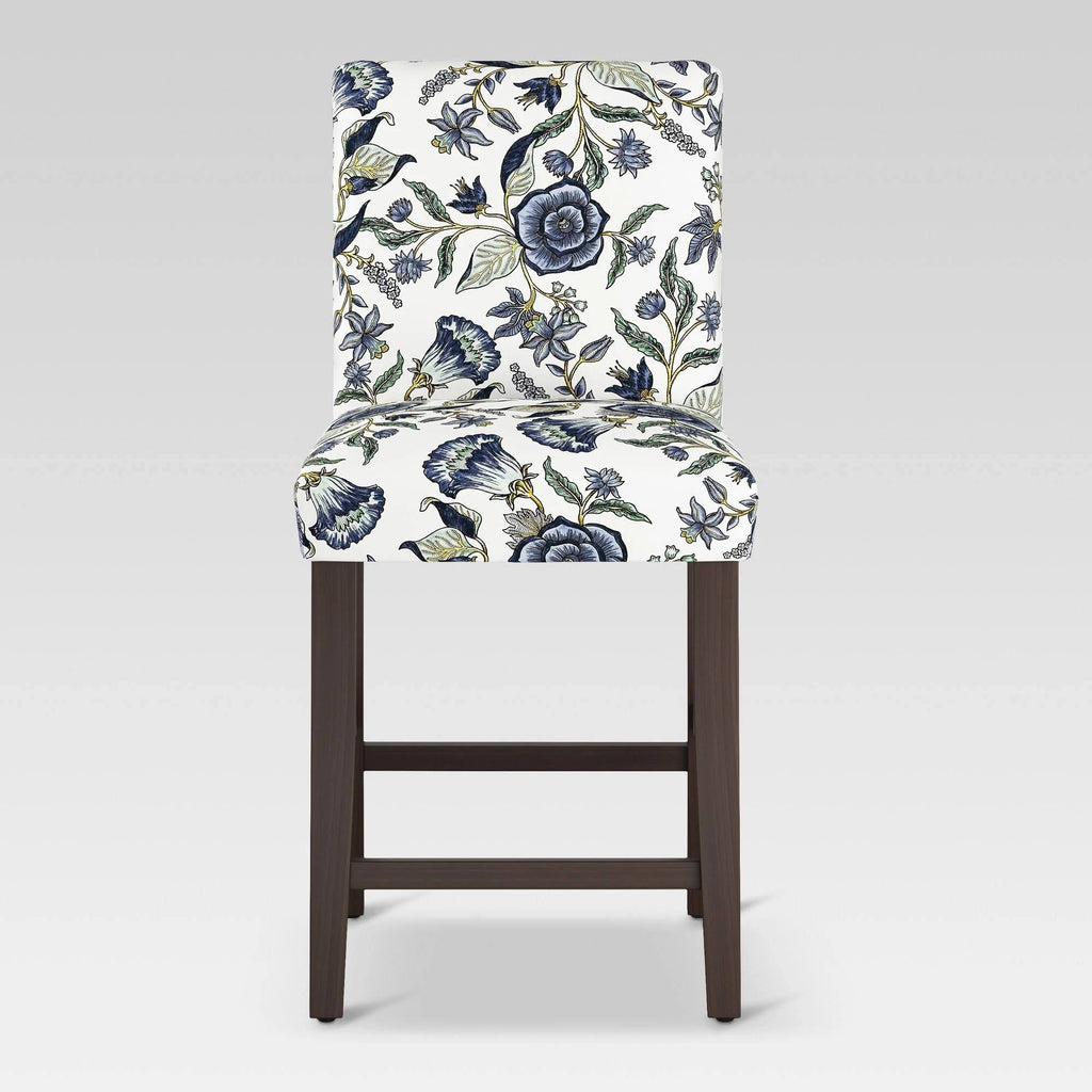 Blue Shaded Floral Counter Height Barstool H4917