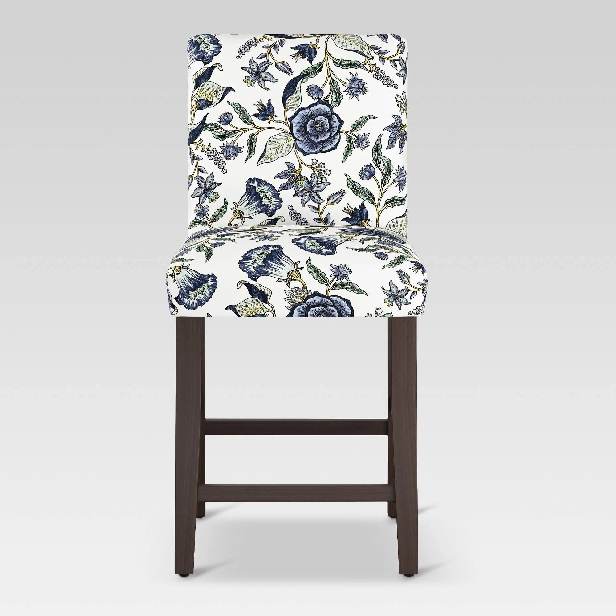Blue Shaded Floral Counter Height Barstool H4917