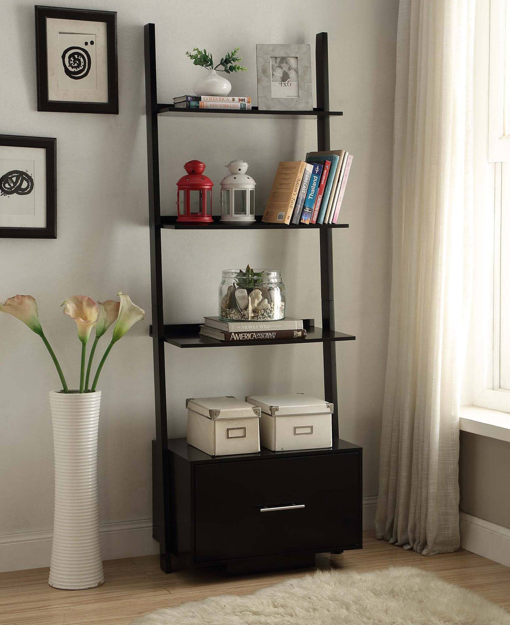 Black Bookcase File Drawer W487