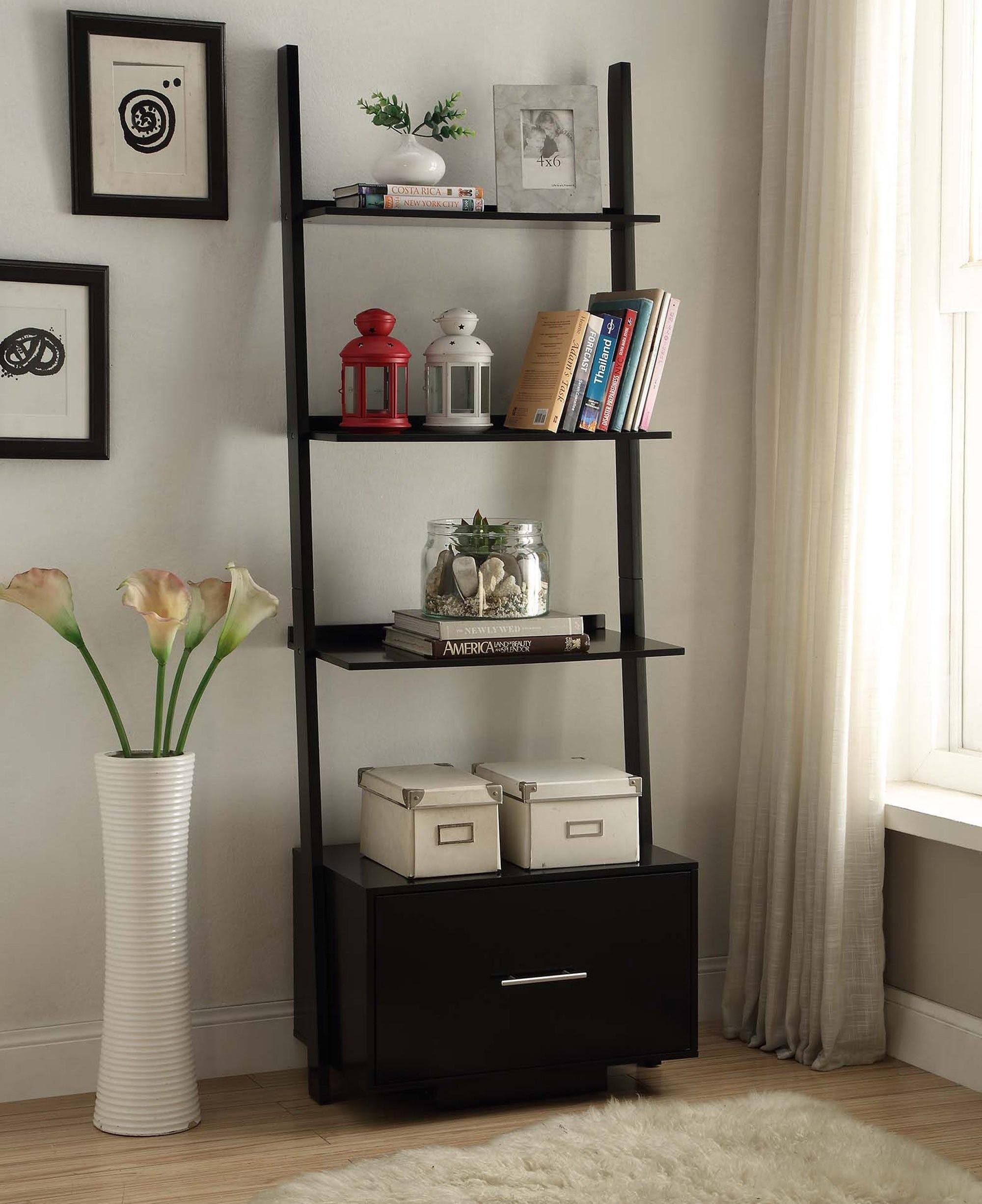 Black Bookcase File Drawer W487