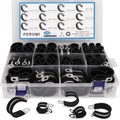140pcs 304 Stainless Steel Rubber Cushioned Cable Clamps Assortment Kit S3089