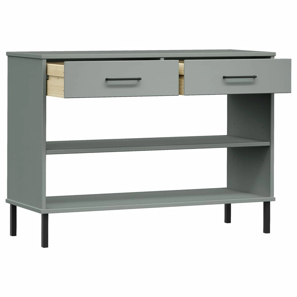 Gray Solid Wood Pine Console Cabinet with Metal Legs B6810