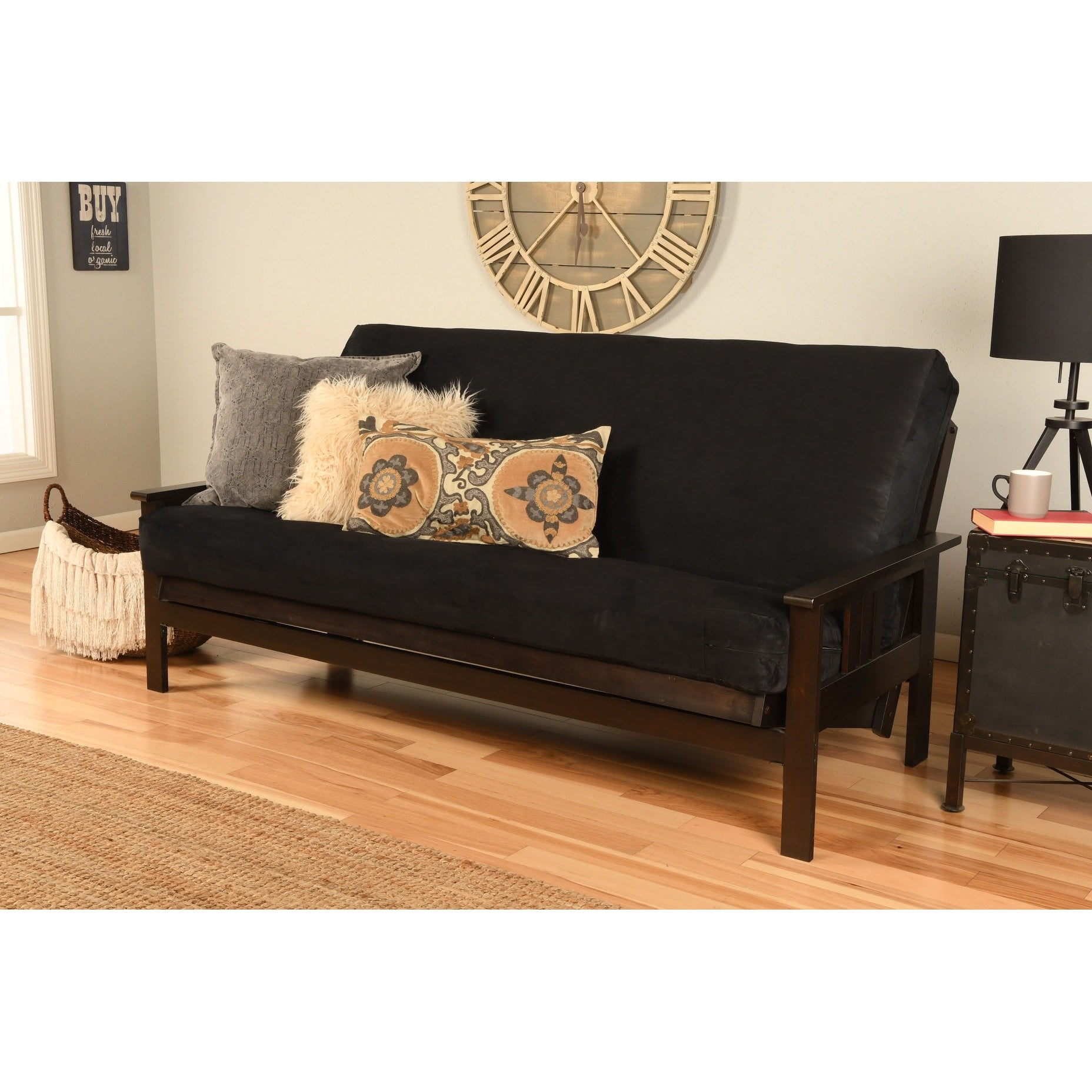 Espresso Finish Sofa with Removable Suede Mattress Cover O17745