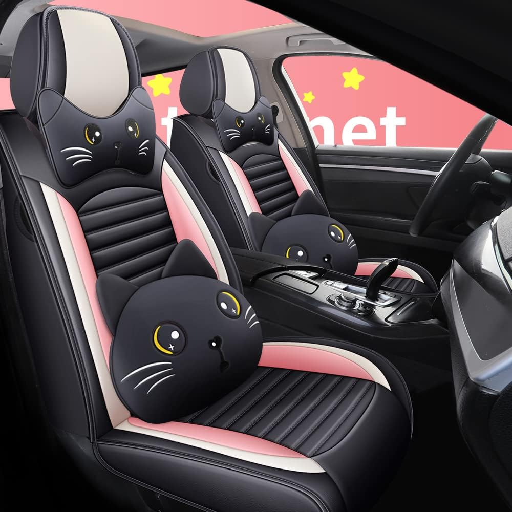 Pink PU Leather Car Seat Cover 5-Seats Z7697