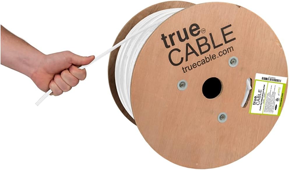 Cat6 Direct Burial Bulk Ethernet Cable, 1000ft, White, CMX, 23AWG Solid Bare Copper, Unshielded UTP Y31556