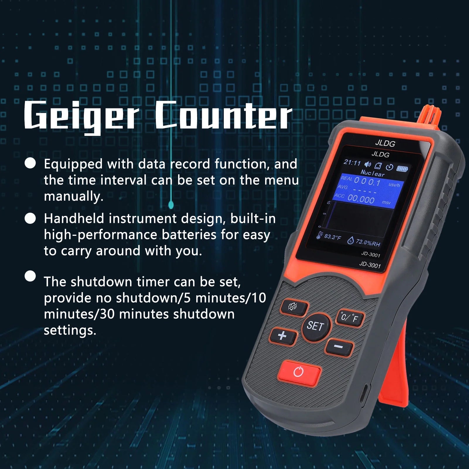 Multifunctional Geiger Counter and Electromagnetic Radiation Detector with Temperature and Humidity Measurement H572