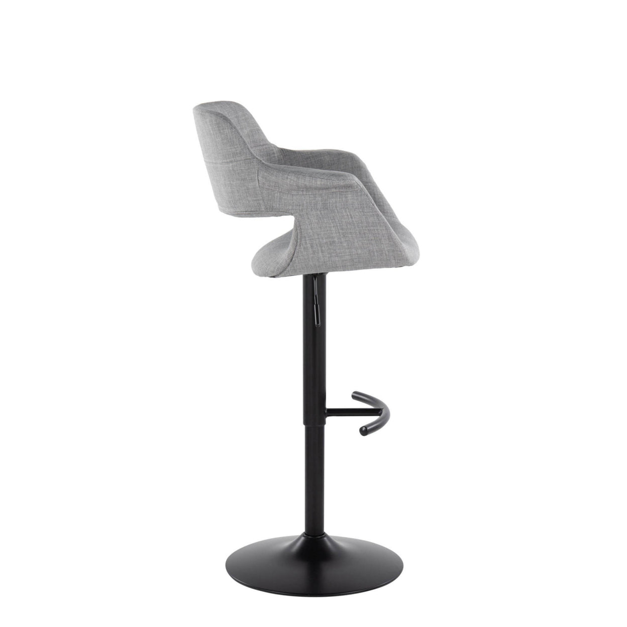 Adjustable Swivel Barstool in Black Metal and Light Grey Fabric O473