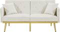 White Upholstered Folding Sofa Bed with Side Pocket Z630883