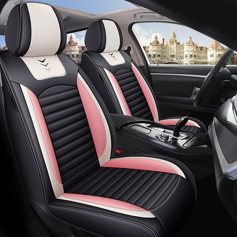 Pink PU Leather Car Seat Cover 5-Seats Z7697
