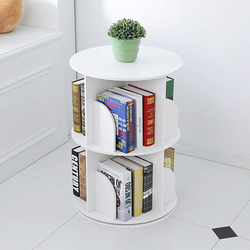 White Revolving Bookshelf 360 Degree Bookcase W108