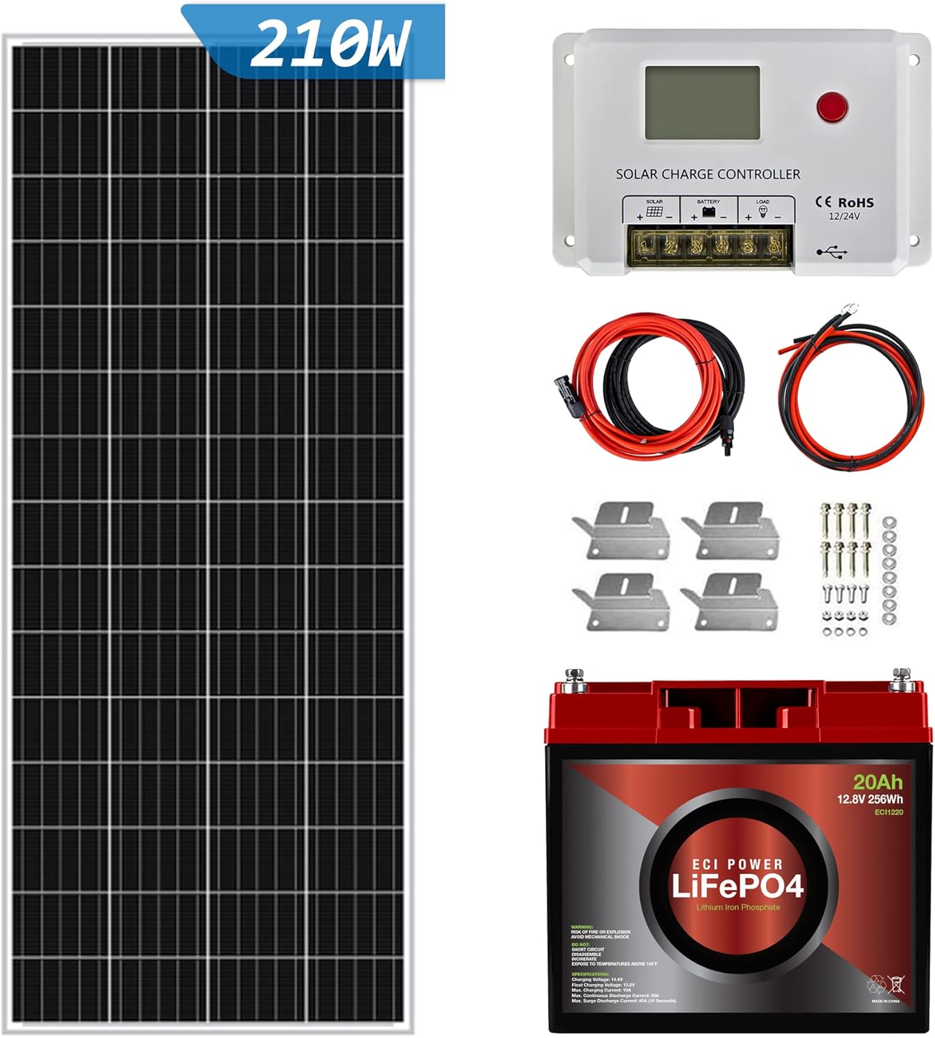100W 12V Mono Rigid Solar Panel with 10A PWM Charge Controller Y657