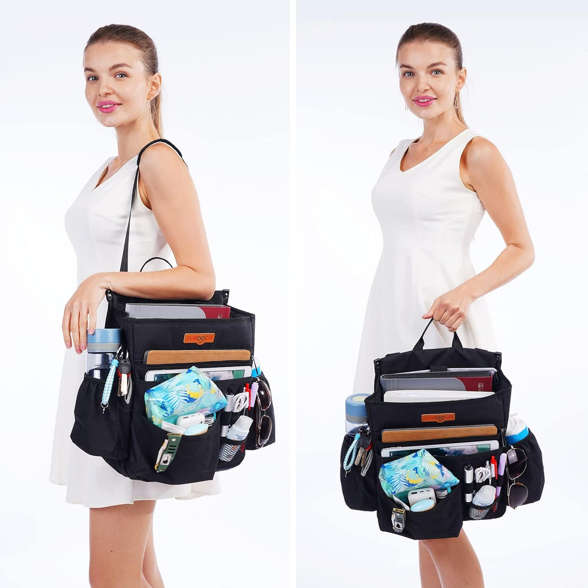 Black Car Front Seat Organizer with Adjustable Shoulder Strap V197513