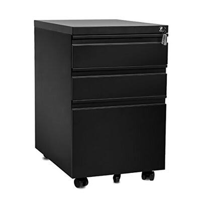 3-Drawer Mobile Metal File Cabinet with Keys G737549