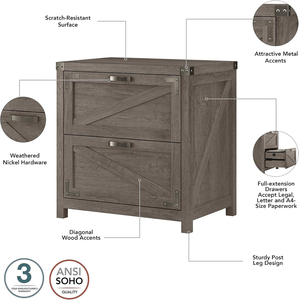 2 Drawer Lateral File Cabinet, Restored Gray V627806
