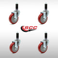 4x22 SS Red Polyurethane Swivel Caster with Expanding Stem, Set of 4 H44673