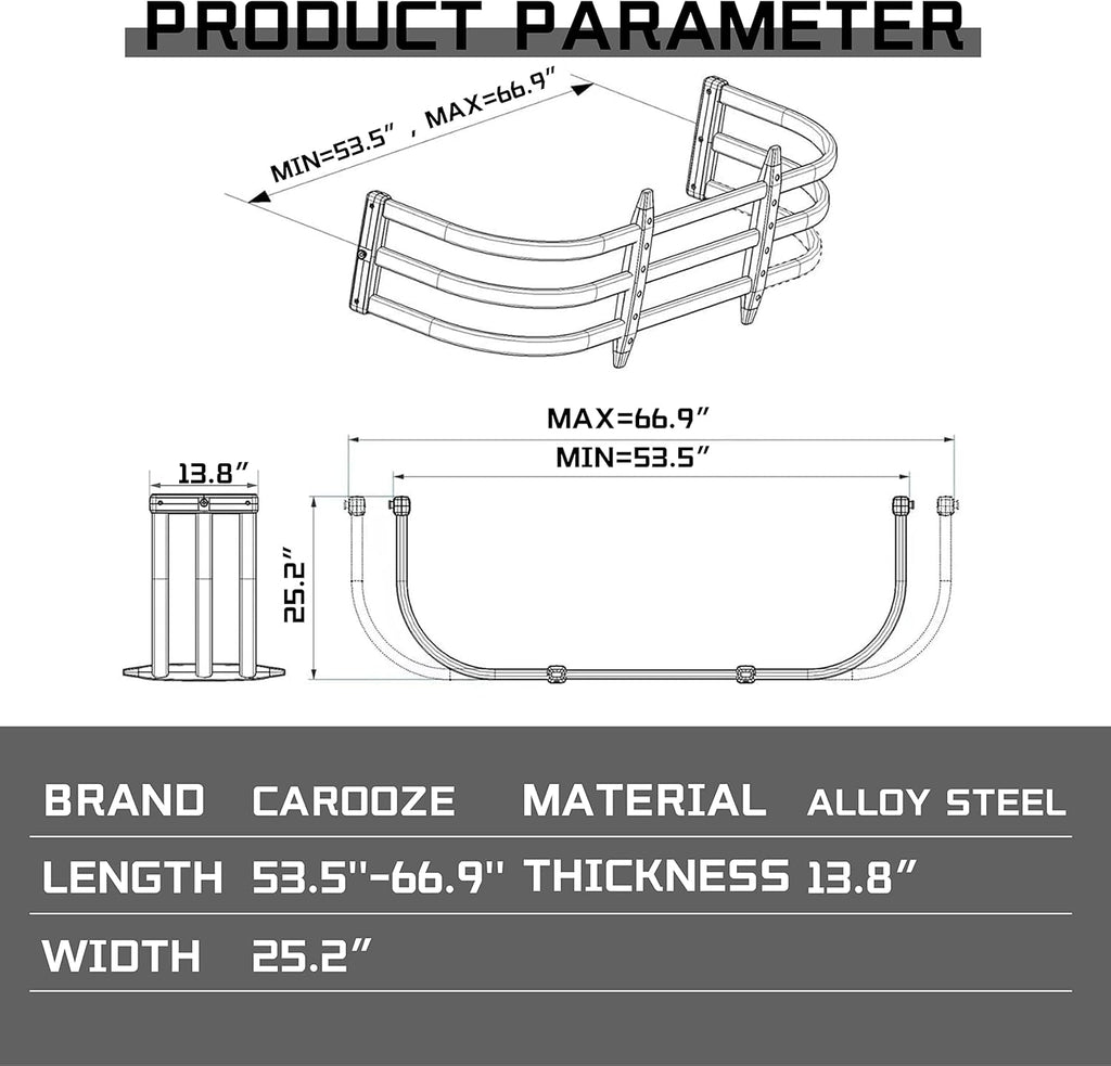 Truck Bed Extender Retractable Tailgate Extension 53.5''-66.9'' Steel X599