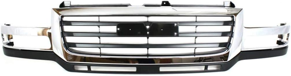 Chrome Shell Painted Black Insert Grille Assembly for 2007 GMC Sierra 2500 HD 3500 Classic O5165
