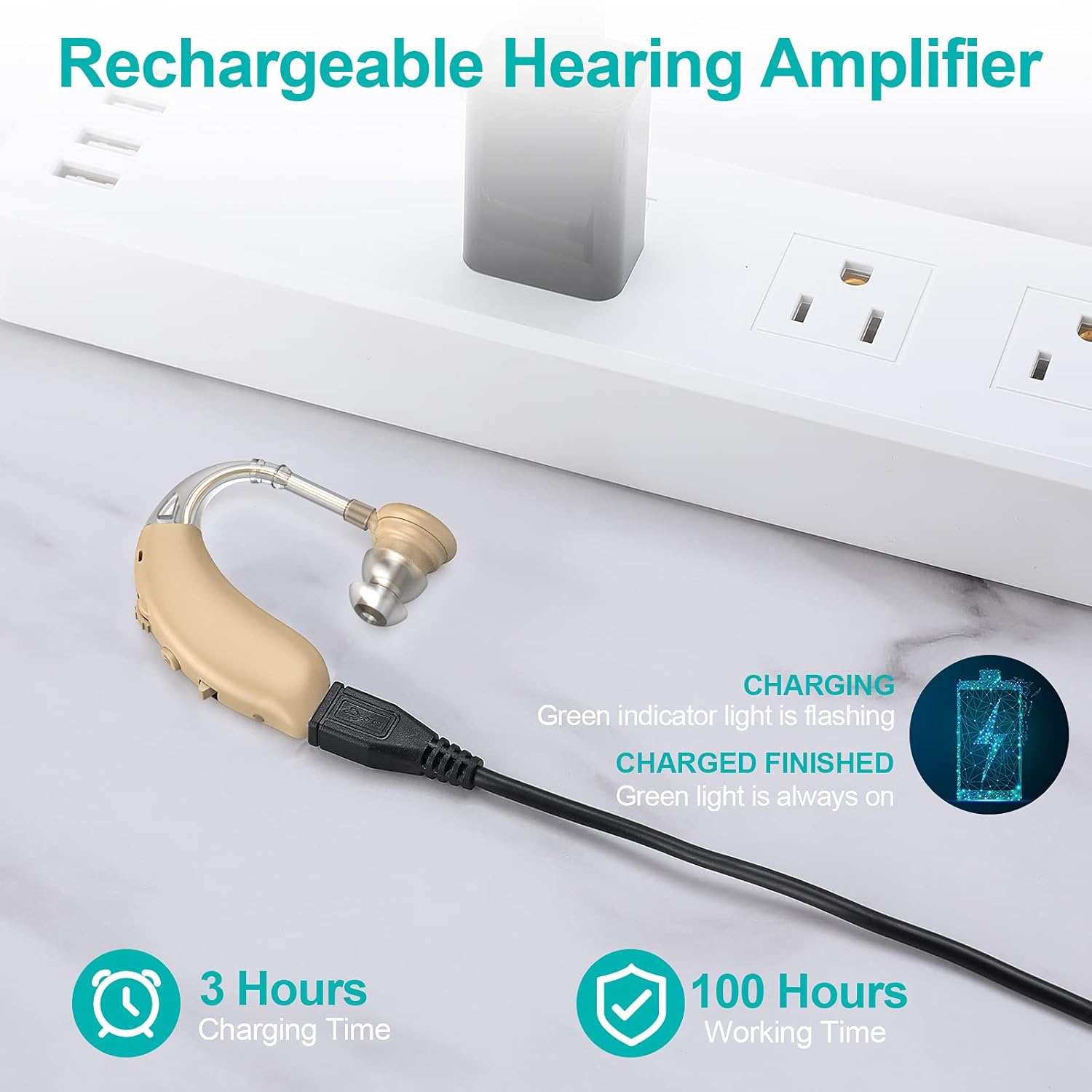 Rechargeable Hearing Aids with Noise Cancelling C58869
