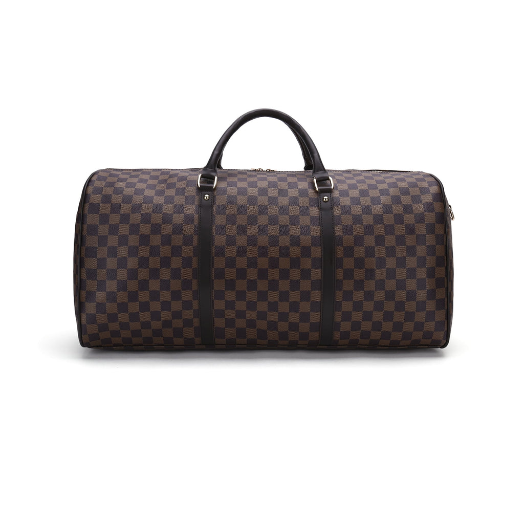 Brown Checkered Travel Duffel Bag N89616