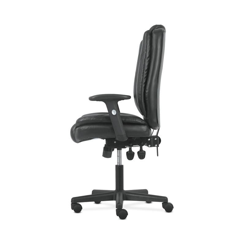 Black Leather High-Back Office Chair with Lumbar Support A37147