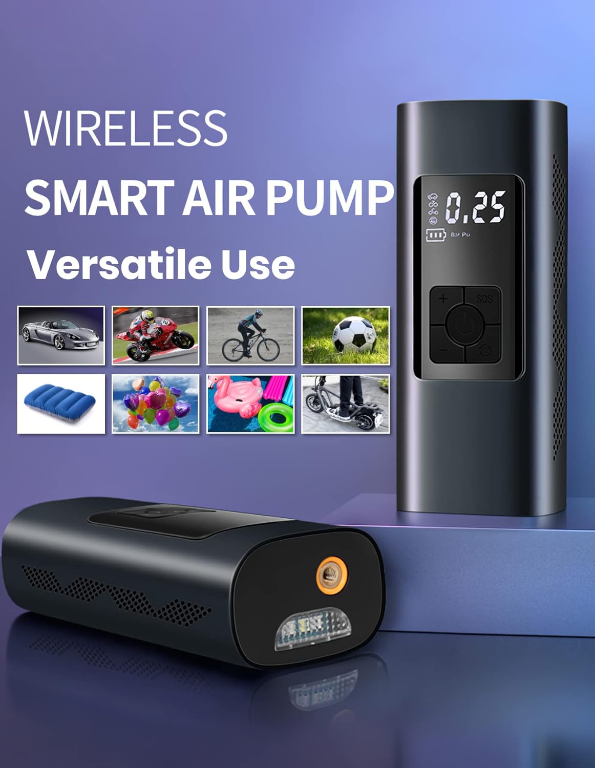 Portable Tire Inflator Air Compressor with 6000mAh Battery O4366