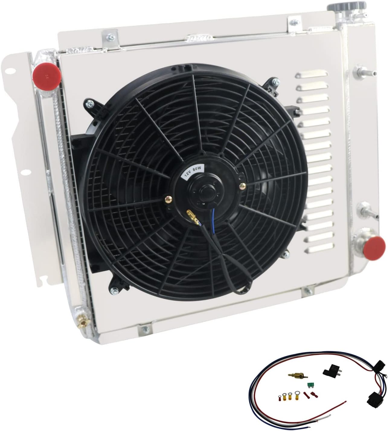 4 Row Core Radiator with Fan Shroud and Relay H7818