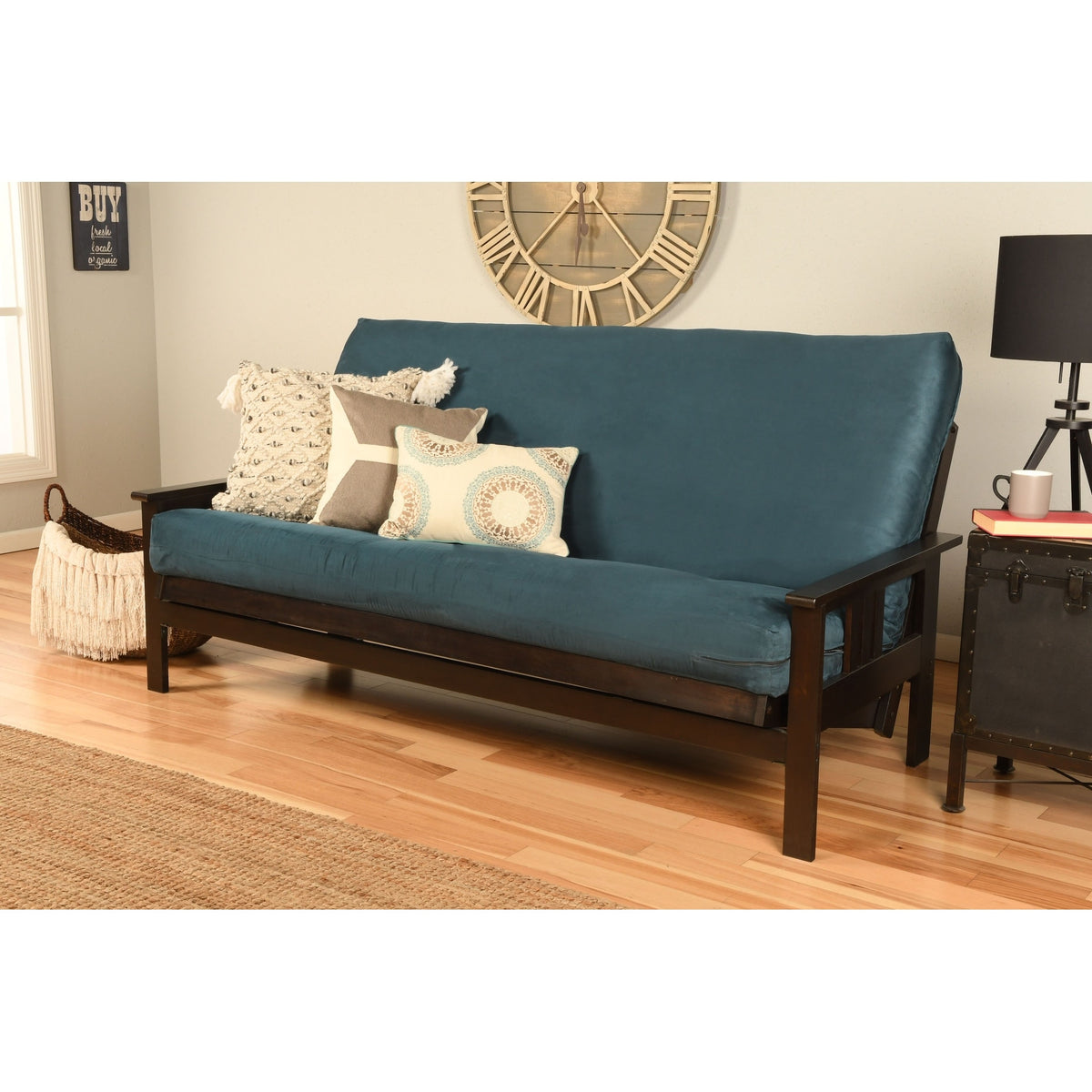 Espresso Finish Sofa with Removable Suede Mattress Cover O17745