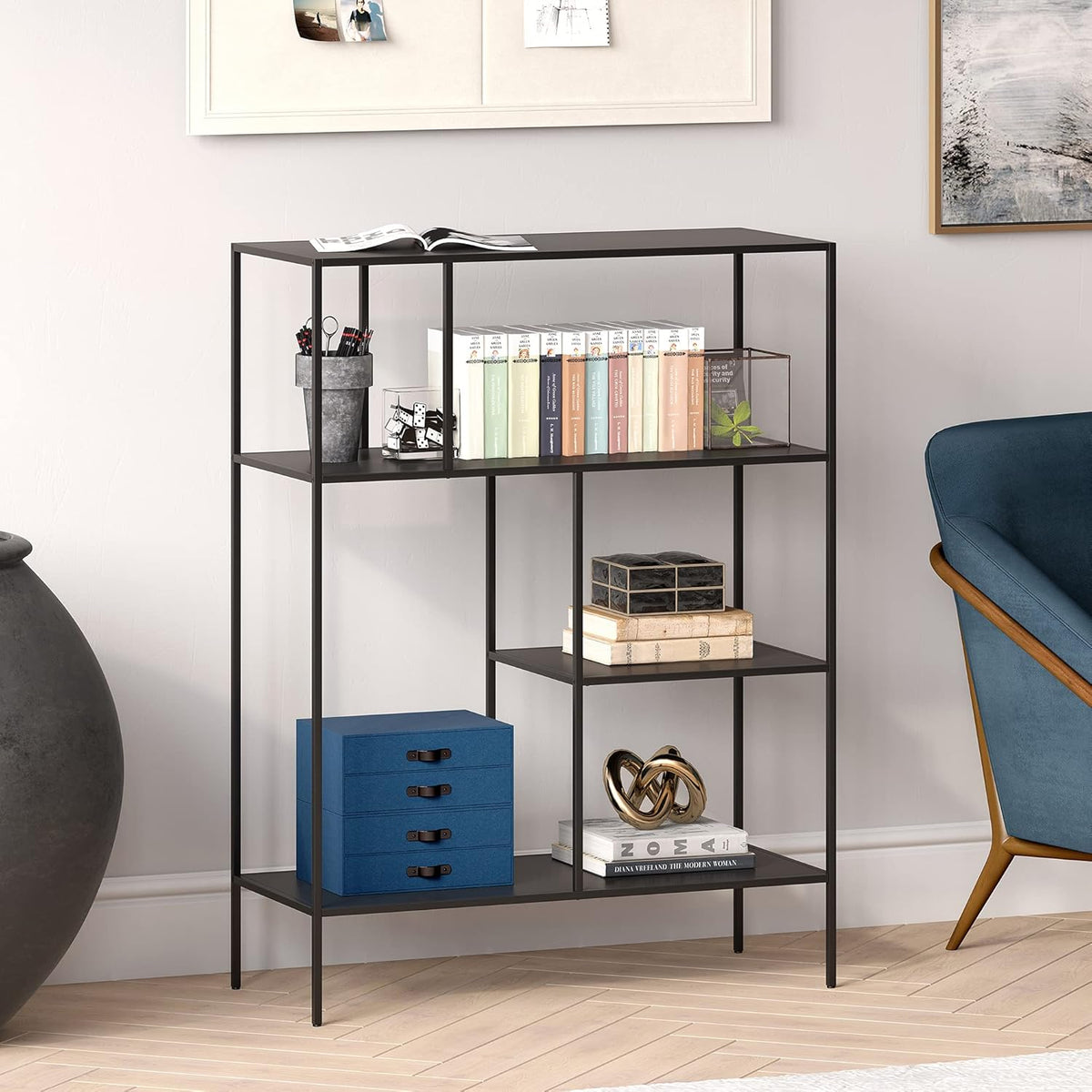 Blackened Bronze Metal 5-Tier Bookcase L6216