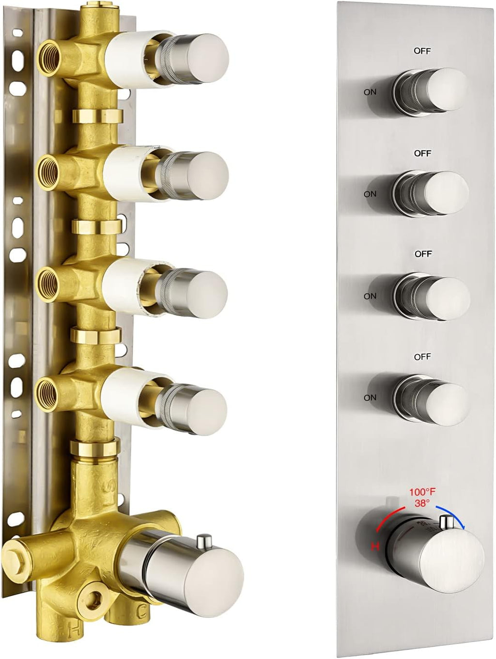 Matte Black Solid Brass Shower Diverter Thermostatic Mixer Valve with Trim N53210
