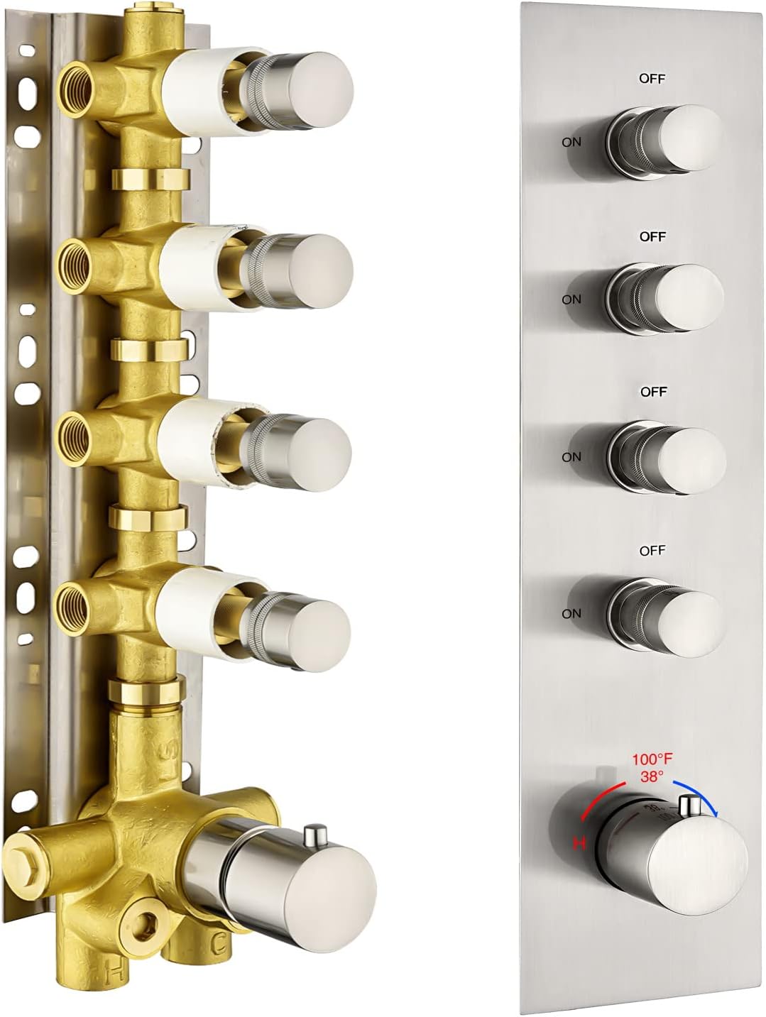 Matte Black Solid Brass Shower Diverter Thermostatic Mixer Valve with Trim N53210