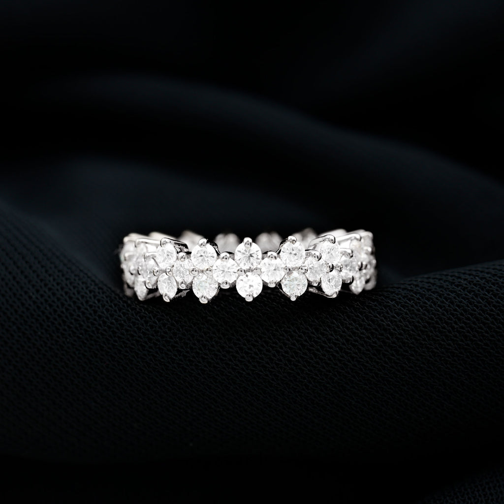 1.75 CT Moissanite Floral Band Ring, 925 Sterling Silver, US 4.00 B356447
