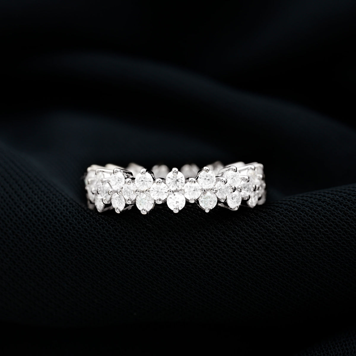 1.75 CT Moissanite Floral Band Ring, 925 Sterling Silver, US 4.00 B356447