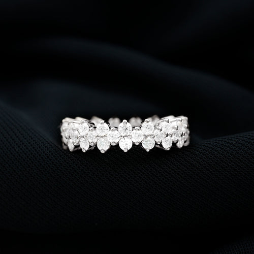 1.75 CT Moissanite Floral Band Ring, 925 Sterling Silver, US 4.00 B356447