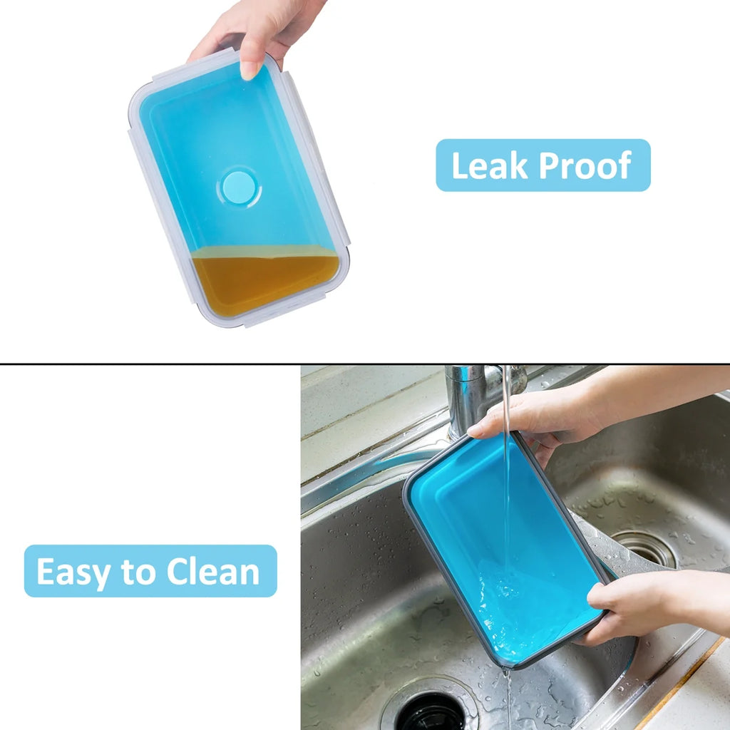 Blue Set of 4 Collapsible Food Storage Containers E8696