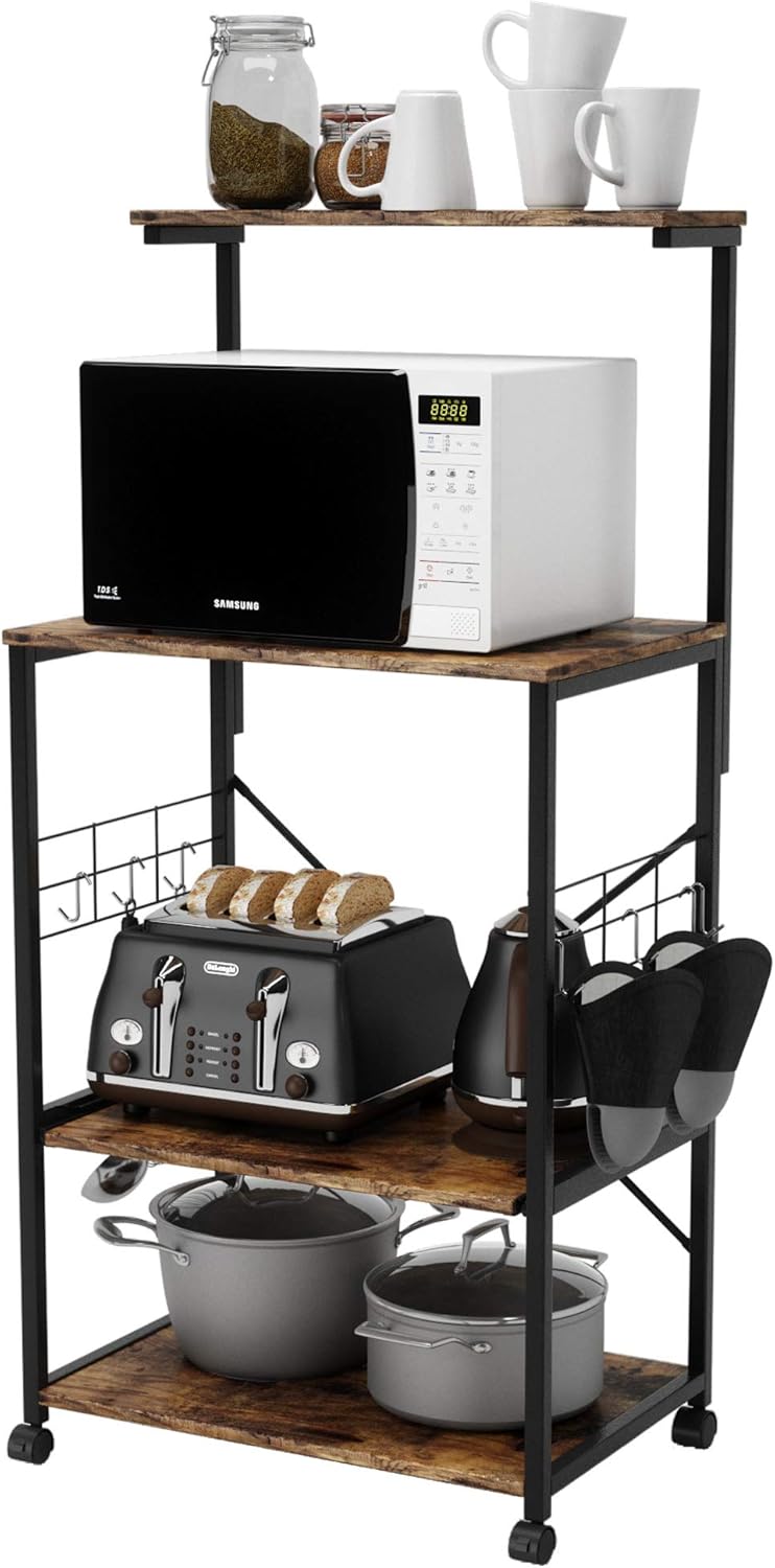 4 Tier Rolling Kitchen Cart with Storage Shelf L263403
