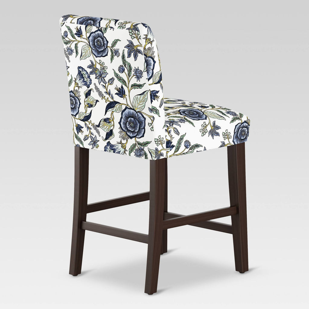 Blue Shaded Floral Counter Height Barstool H4917