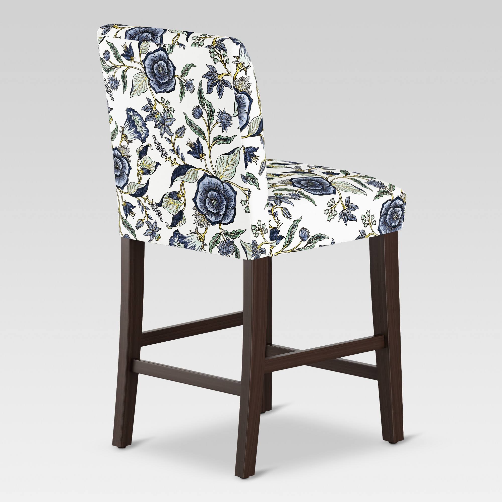 Blue Shaded Floral Counter Height Barstool H4917