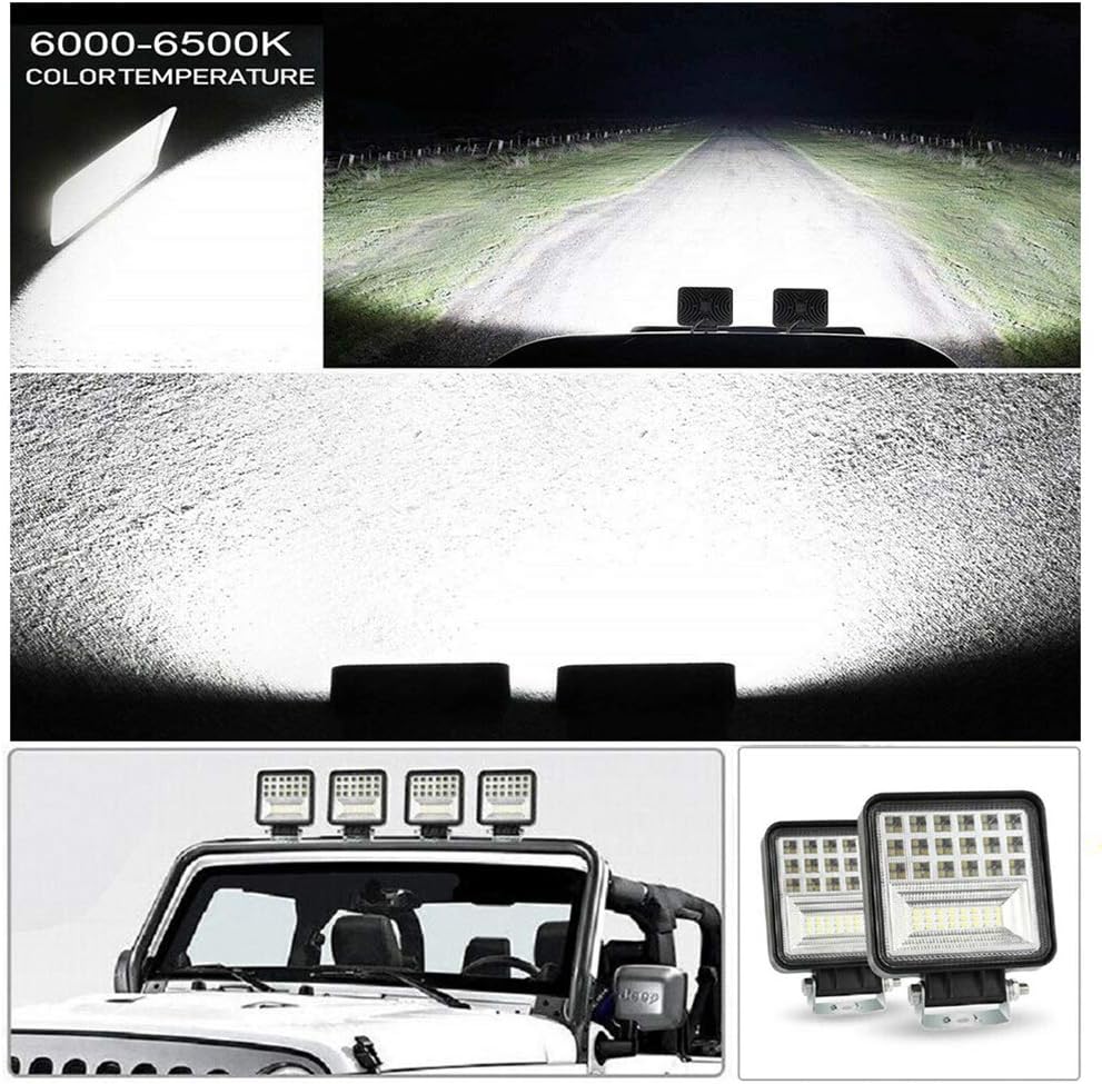 4inch 126W Square LED Work Light, Spot & Flood Light, Waterproof (10 Pack) K161298
