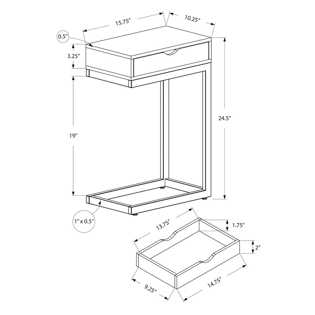 Glossy White Chrome Metal Accent Table with Drawer P52802