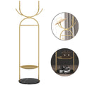 Metal Coat Rack Stand with Shelves and Hooks, Marble Base Z200