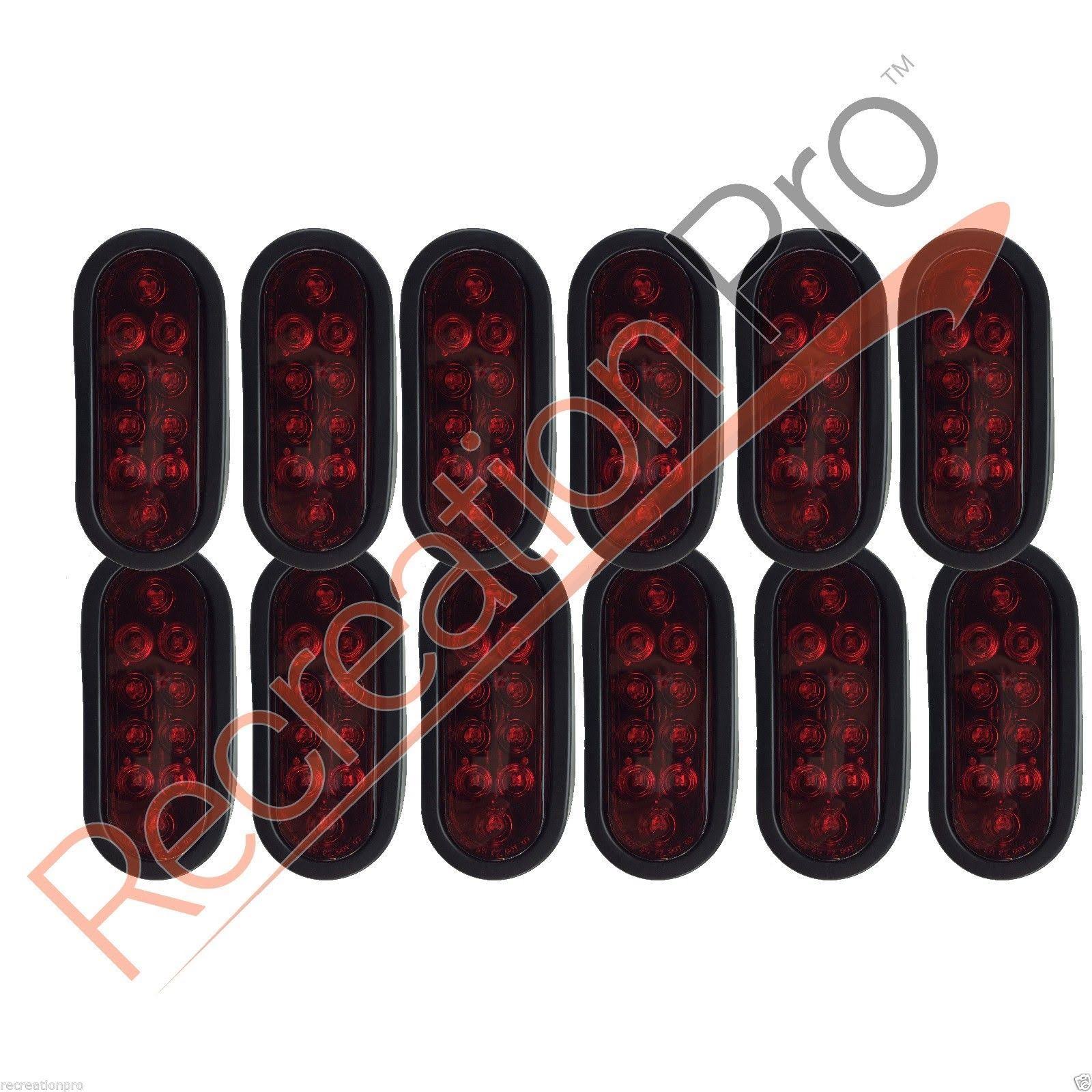 12 New LED Sealed Red 6x22 Oval Stop Turn Tail Lights K223808