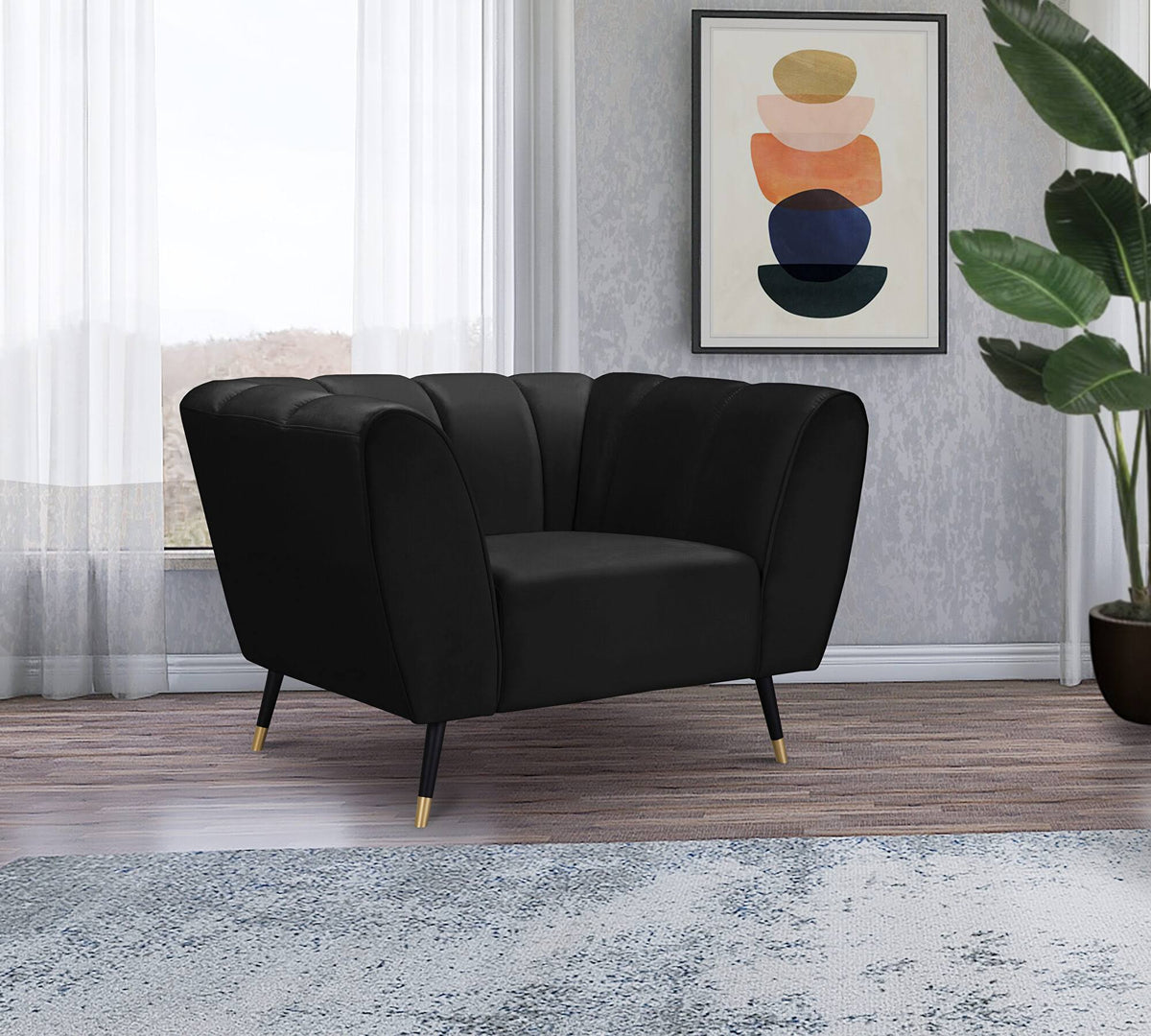 Black Velvet Chair V5838