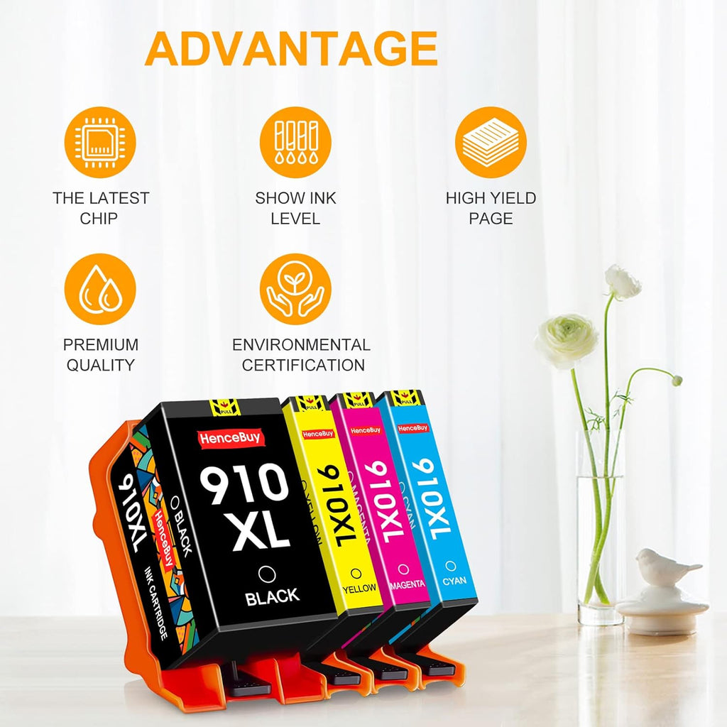 4 Pack BK/Y/M/C Ink Cartridges for HP 910XL Printer T573588