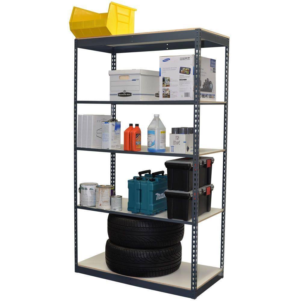 5 Shelves White Laminated Board Boltless Office Shelving H913570