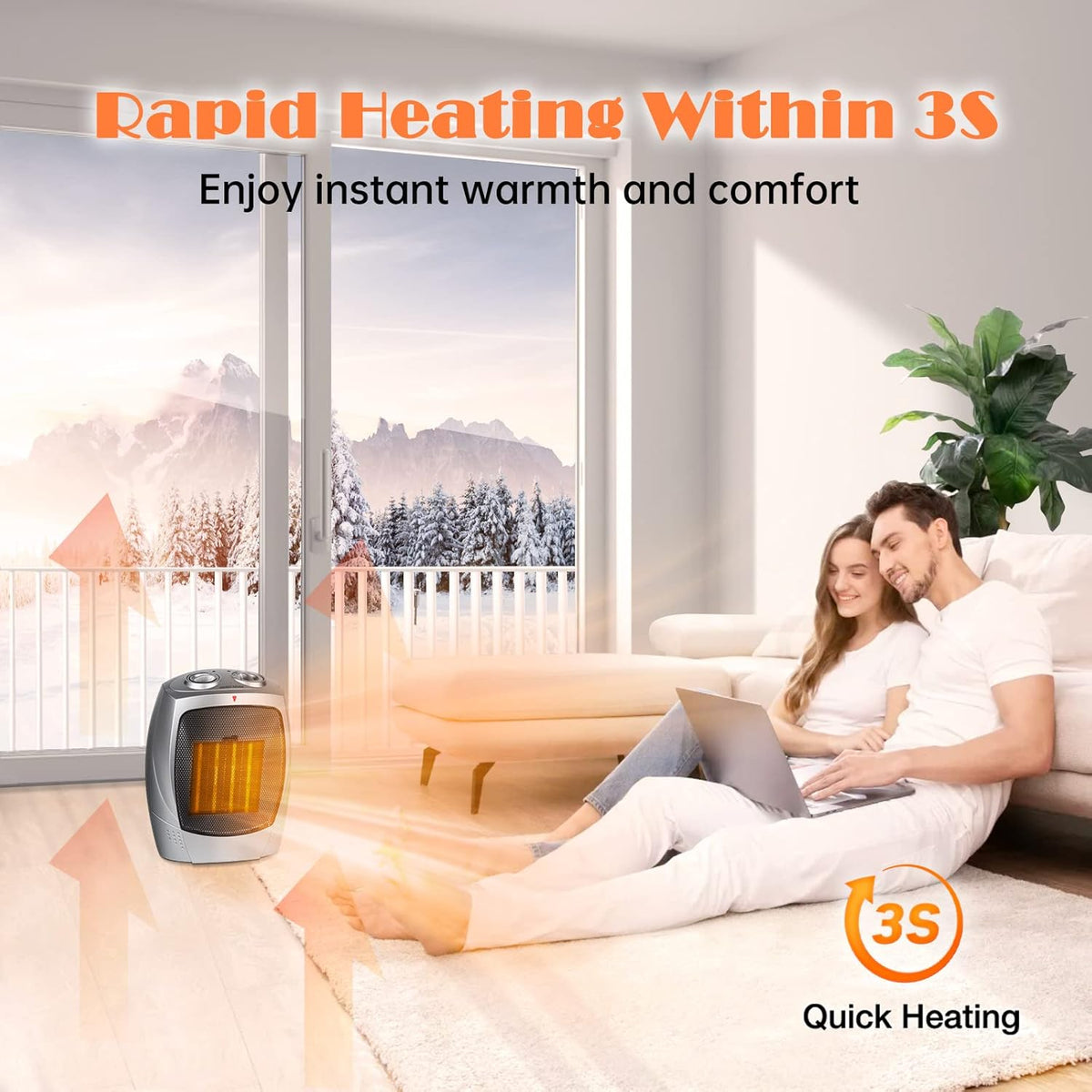 750W/1500W Portable Ceramic Heater with Adjustable Thermostat M30533