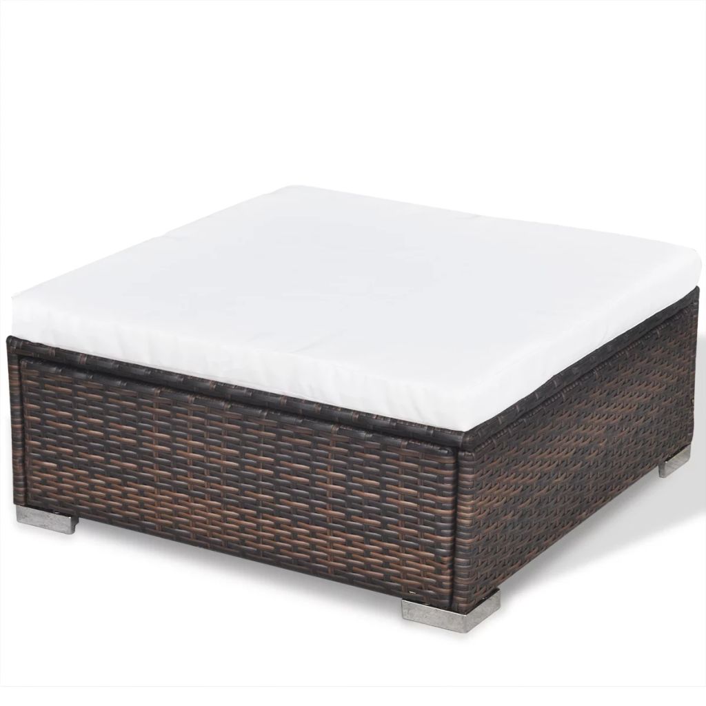 5 Piece Outdoor Sectional Sofa with Coffee Table and Ottoman Poly Rattan G636147