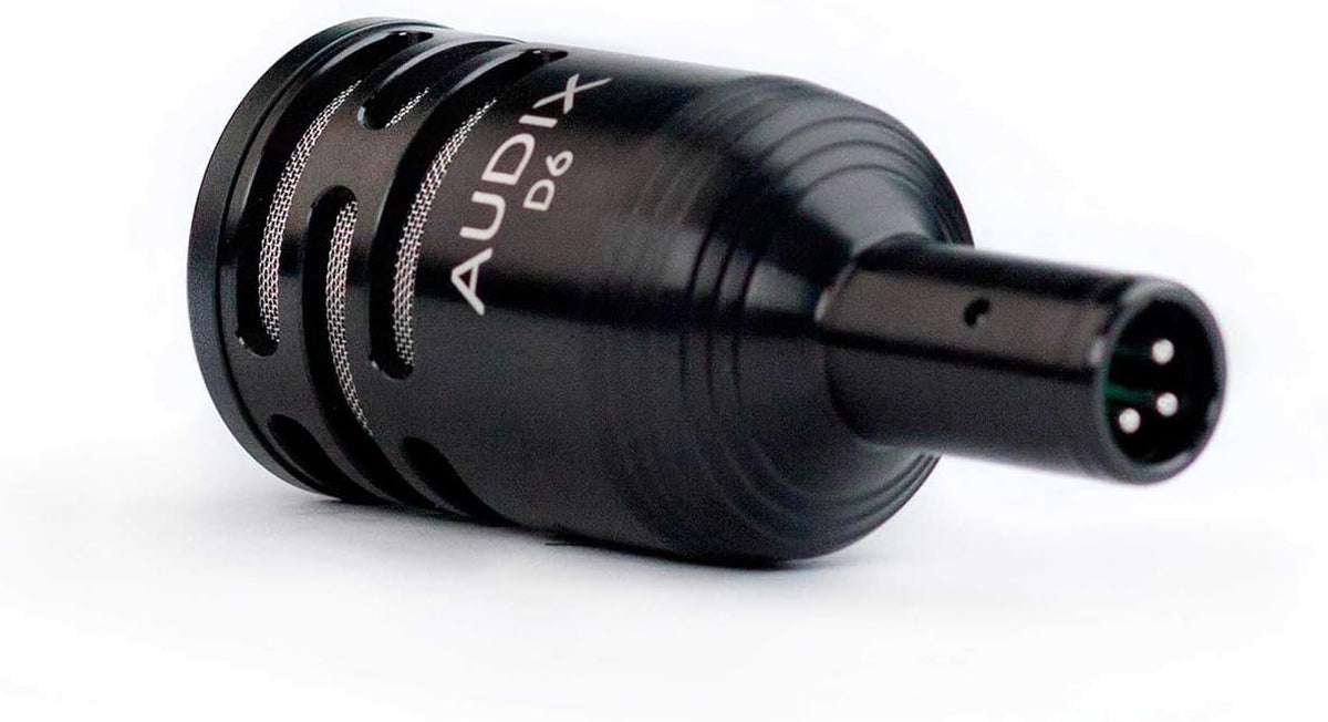 Audix D6 Dynamic Microphone, Cardioid + Low Profile Microphone Stand with Telescoping Boom + XLR Mic Cable D3881