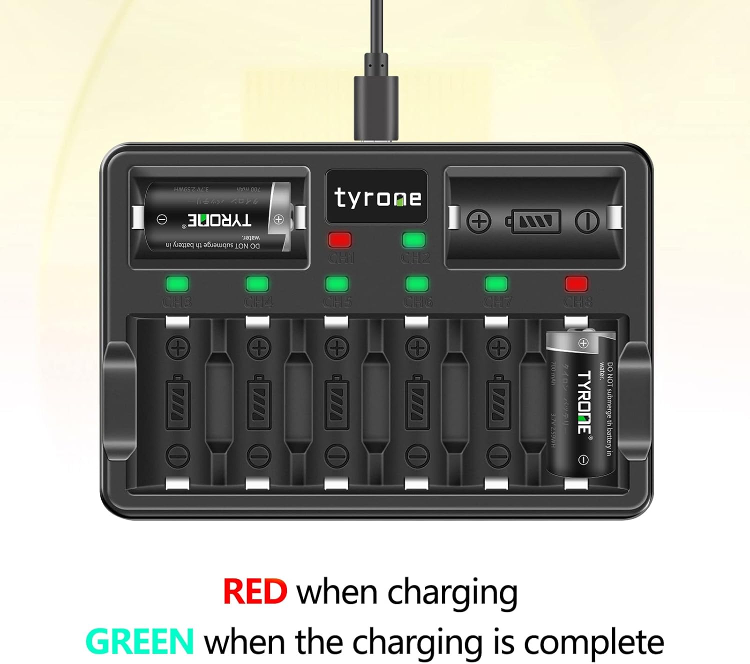 CR123A Rechargeable Batteries with Charger, 16 Pack Lithium Batteries with 8 Port Charger C88531